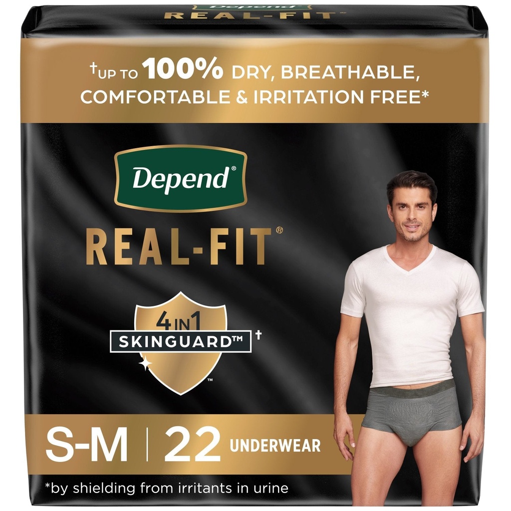 [036000509762] Depend Real Fit Incontinence Underwear For Men, Maximum Absorbency, Grey