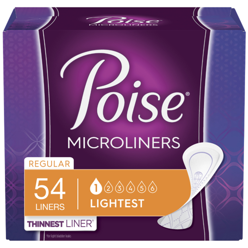 [036000448702] Poise Microliners, Incontinence Panty Liners, Lightest Absorbency, Regular, 54 Count