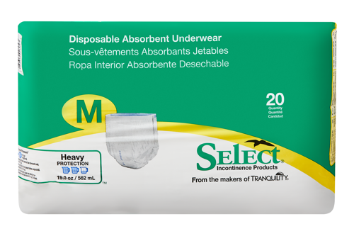 [070319026060] Select Disposable Absorbent Underwear, Heavy Absorbency (Large / 18 Count)