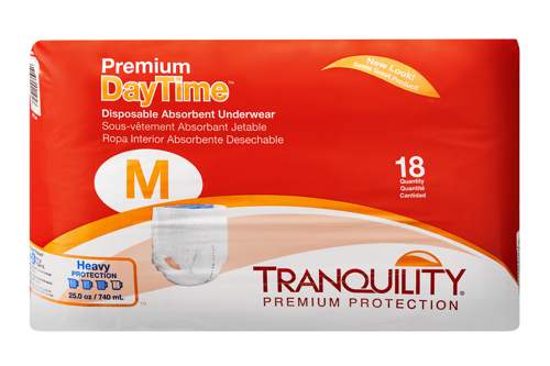 [070319021058] Tranquility Premium Daytime Disposable Absorbent Underwear, Heavy Absorbency (Medium / 18 Count)