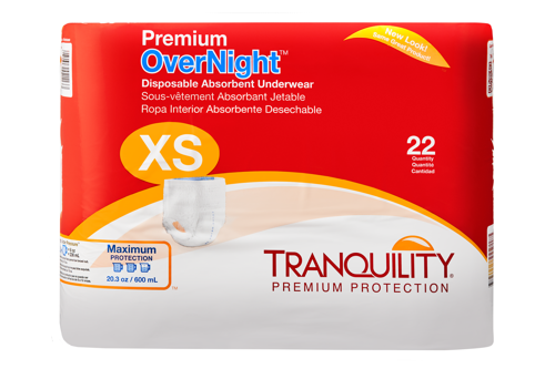 [070319021157] Tranquility Premium Overnight Disposable Absorbent Underwear, Maximum Absorbency (Medium / 18 Count)