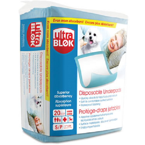 [775757603834] Ultrablok Disposable Incontinence Underpads For Bed + Furniture, Small