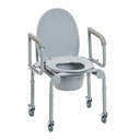 Drive Steel Drop-Arm Commode With Wheels And Padded Armrests