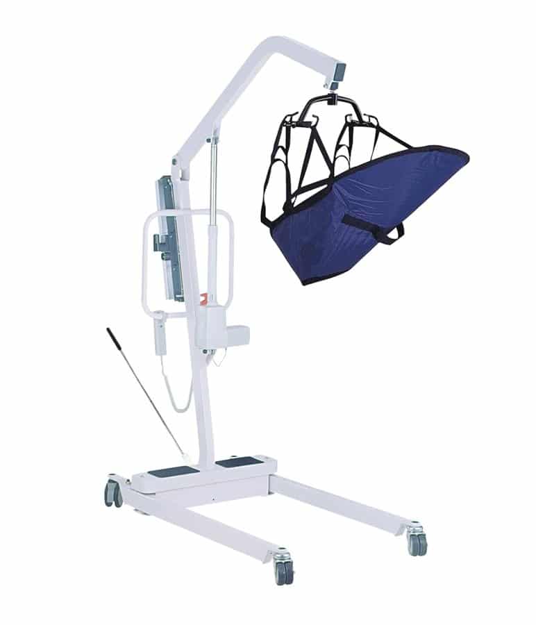Battery powered floor patient lift