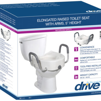 Drive Premium Plastic, Raised, Elongated Toilet Seat with Lock, 5" - 12013 84306 Elongated Toilet Seat with Lock