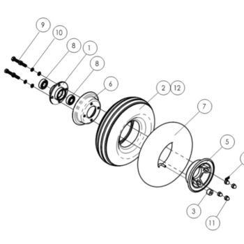 Fortress 1700 DT/TA Rear Wheel Assembly HC-04750100 in Toronto Mobility Specialties Spare Parts fortress 1700dt rear wheel assembly