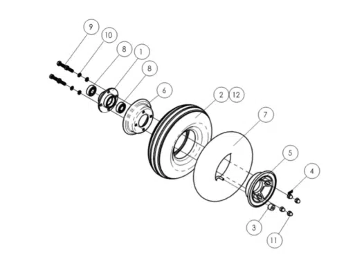 Fortress 1700 DT/TA Rear Wheel Assembly HC-04750100 in Toronto Mobility Specialties Spare Parts fortress 1700dt rear wheel assembly