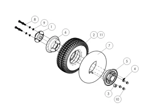 Fortress 1700 DT/TA Rear Wheel Assembly HC-04750100 in Toronto Mobility Specialties Spare Parts fortress 1700dt rear wheel assembly